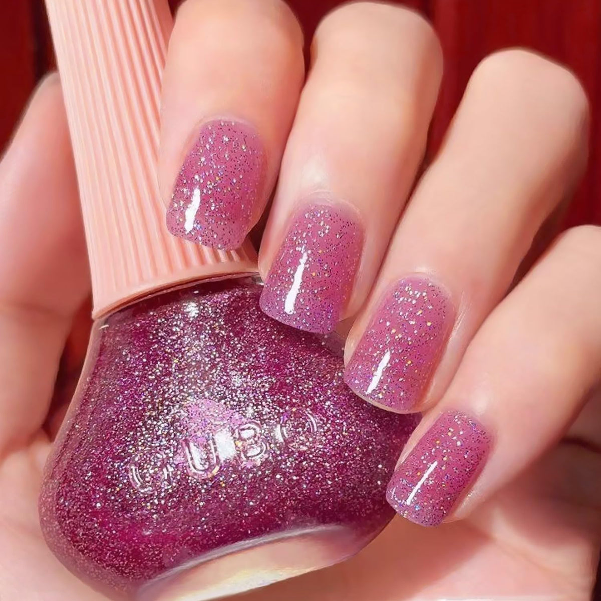 Major Dijit Quick Dry Nail Polish Glitter VioletRed Summer Nail Lacquer for Nail Art Regular Nail