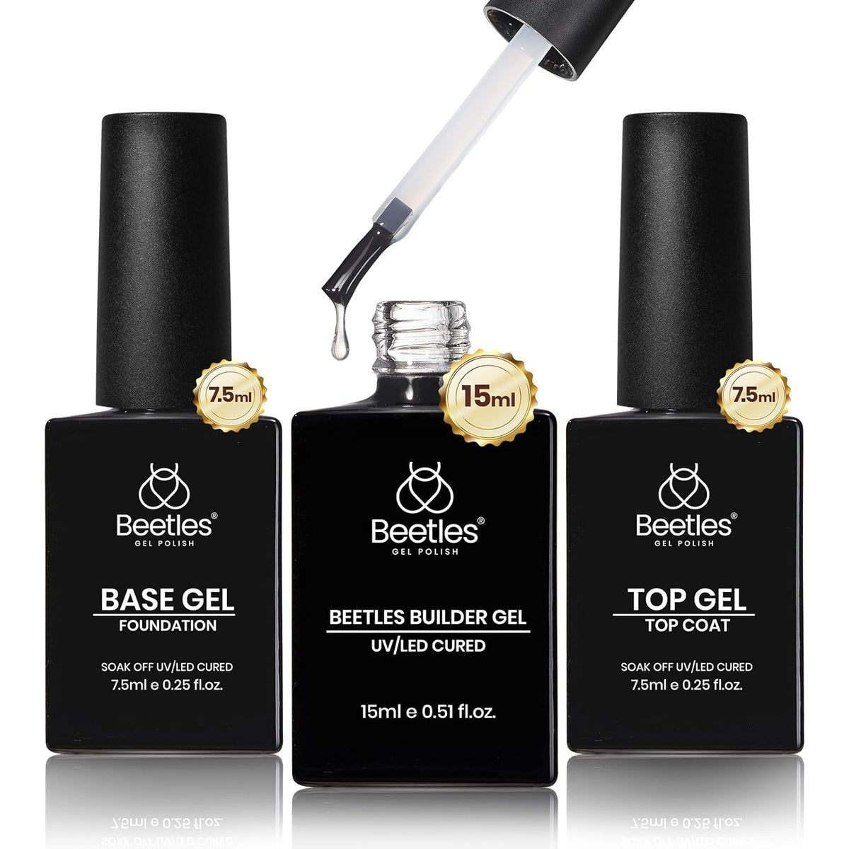 Beetles Builder Gel Set,3 Pcs 8 in 1 Nail Strengthening Apex Building Extension for Beginner DIY