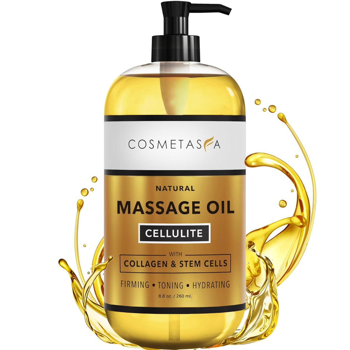 Cellulite Massage Oil with Collagen & Stem Cells- 100% Natural Anti Cellulite Oil, Assists with