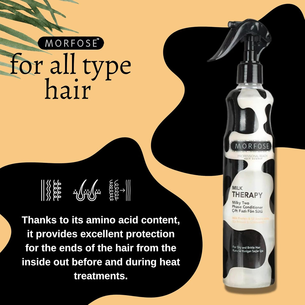 Morfose Professional Two Phase Leave-in Conditioner for Dry, Damaged, or Brittle Strands, Repairs