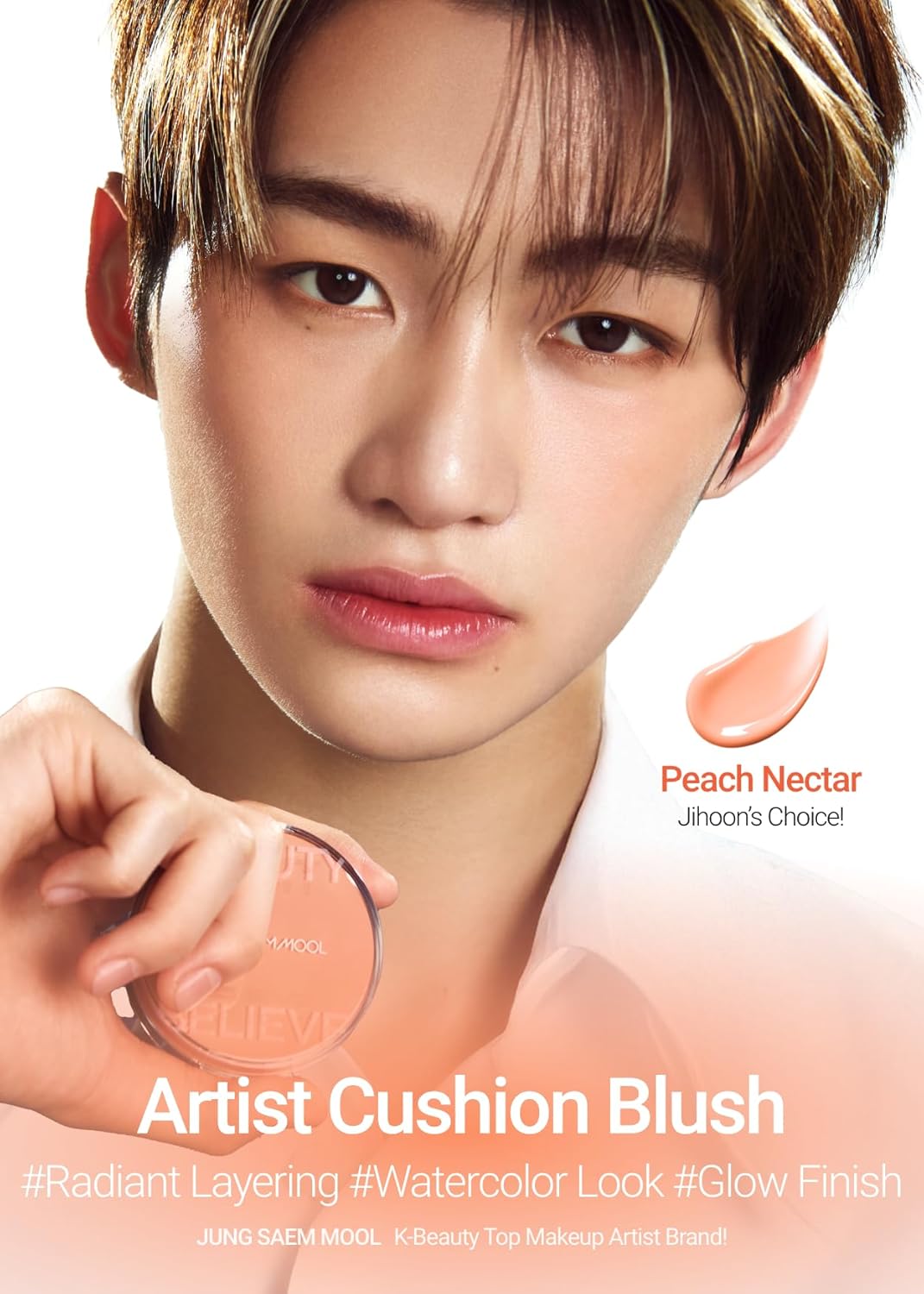 JUNGSAEMMOOL Artist Cushion Blush (Peach Nectar) | Easy to Blend, Lightweight, Hydrating Korean