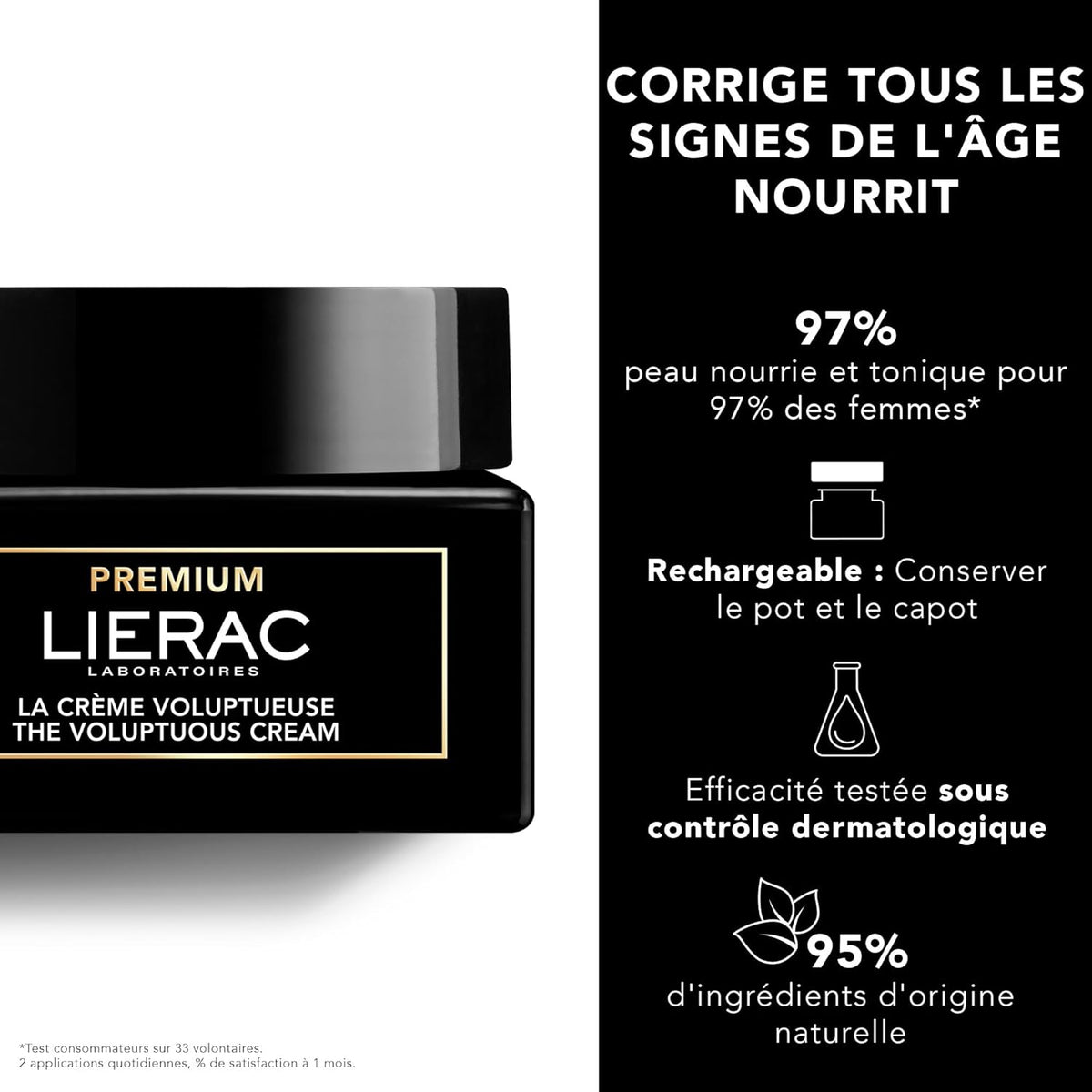 Lierac The Voluptuous Face Cream - Wrinkle-Minimizing Face Moisturizer Cream for Woman, Fine Lines