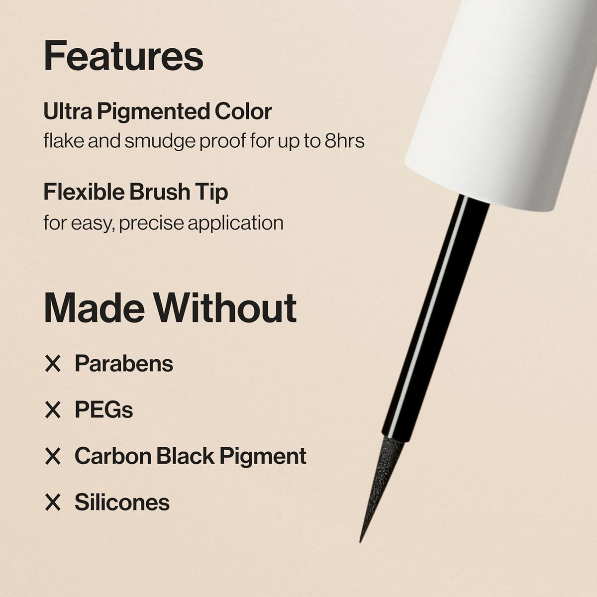 Honest Beauty Longlasting Liquid Eyeliner | Smudge + Flake Proof, Precise Application |