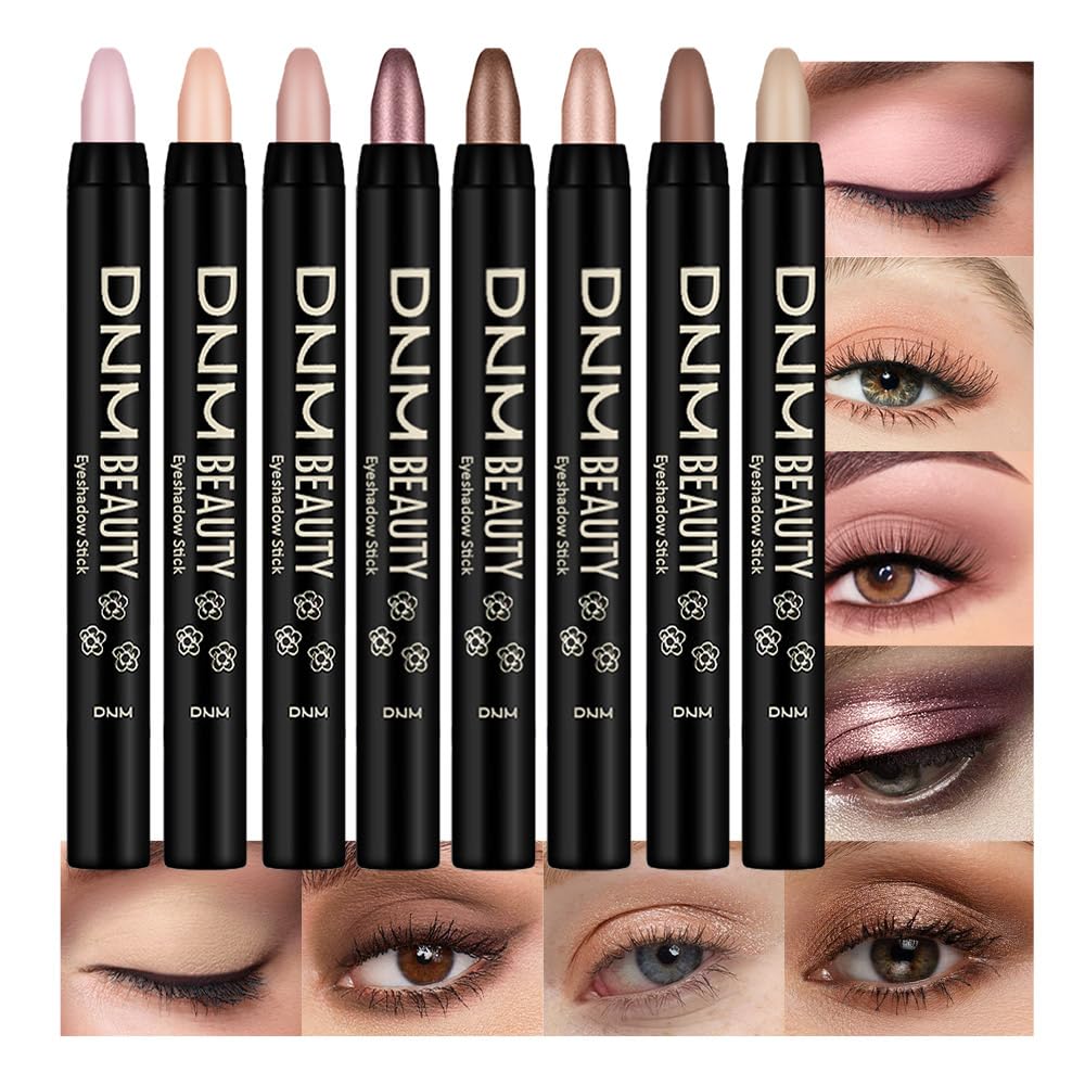 Kaely 8Pcs Cream Eye Shadow Sticks Set, Matte Shimmer Eyeliner Pencil Eyeshadow Palette Makeup, Eye