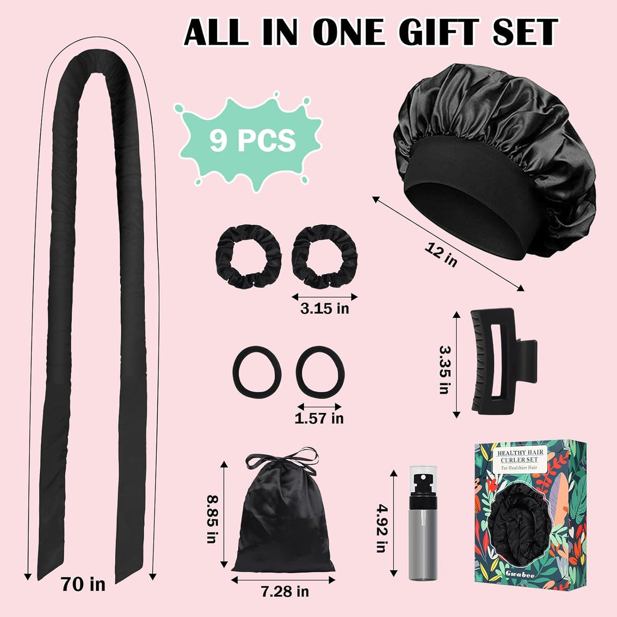 Satin Heatless Curls Overnight Hair Curlers to Sleep In Hair Curler Rollers No Heat Hair Wrap for