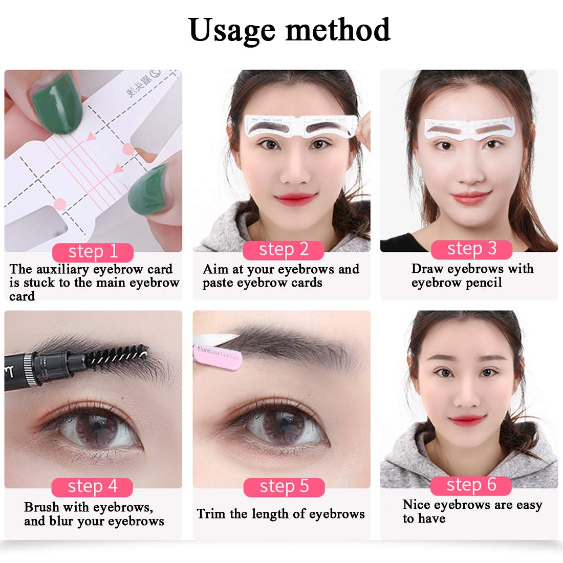 128 PCS Eyebrow Stencil 4 Styles Eyebrow Shaping Stickers Adjustable Eyebrow Grooming Template DIY