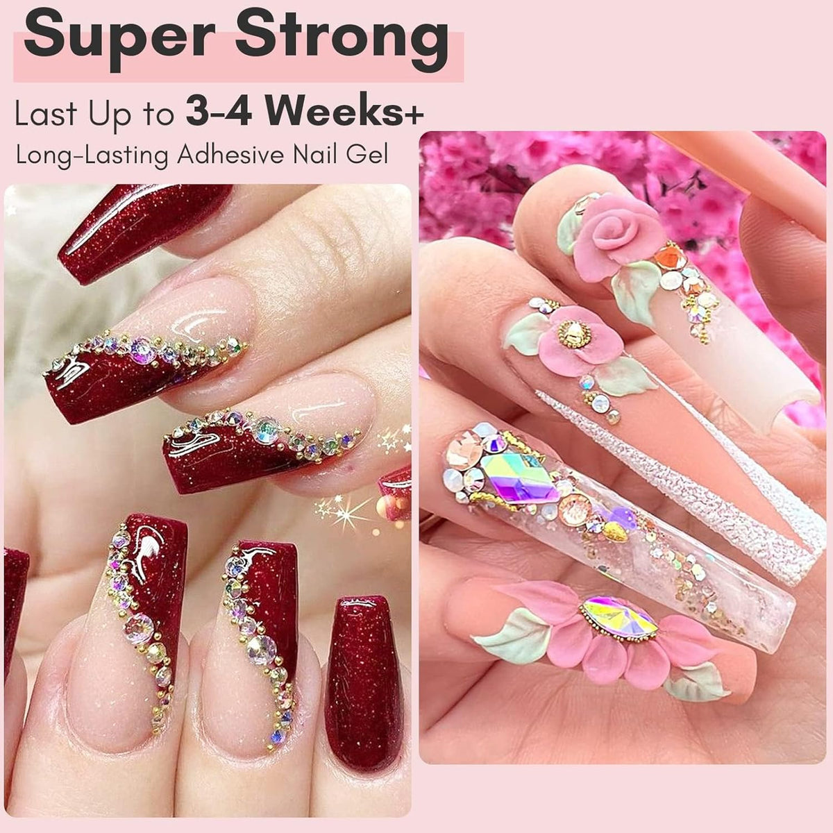 Makartt Nail Rhinestone Glue: Super Strong Gel Glue for Nail Art Decorations, Charms, 3D Bling