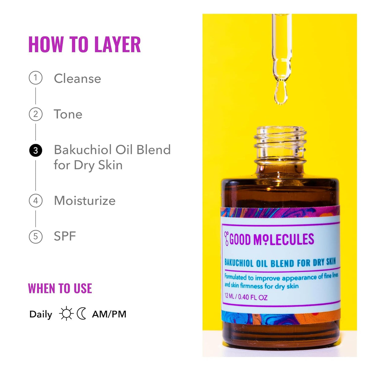 Good Molecules Bakuchiol Oil For Dry Sky - Ultra Hydrating Natural Blend with Bakuchiol and Rosehip