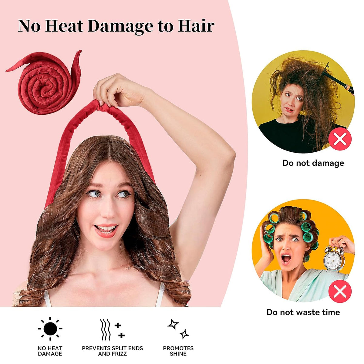 Heatless Curling Rod Headband, Upgraded 60" Extra Long Heatless Curls Headband Soft Hair Curlers to