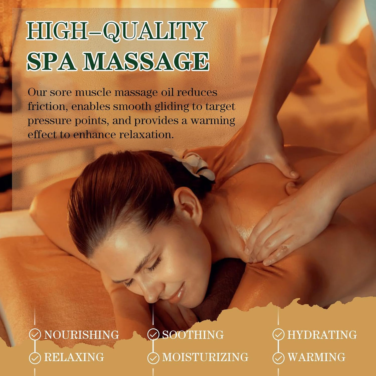 Sore Muscle Massage Oil for Massage Therapy, 8 FL OZ Natural Body Massage Oil with Lavender Oil