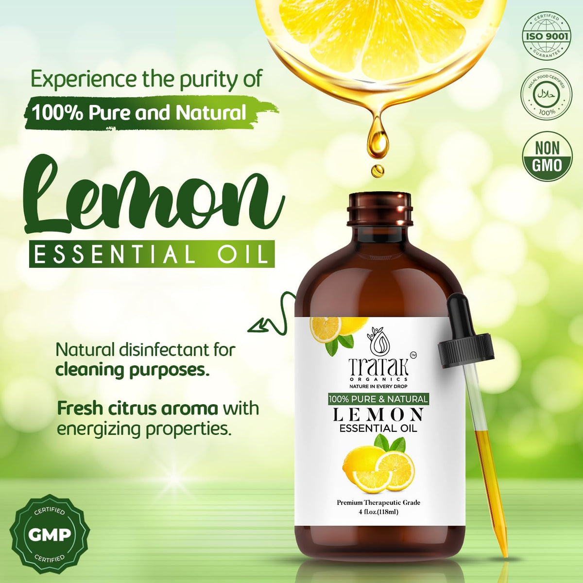 Lemon Essential Oil, 100% Pure & Natural with Glass Droppers | Undiluted Essential Oils for