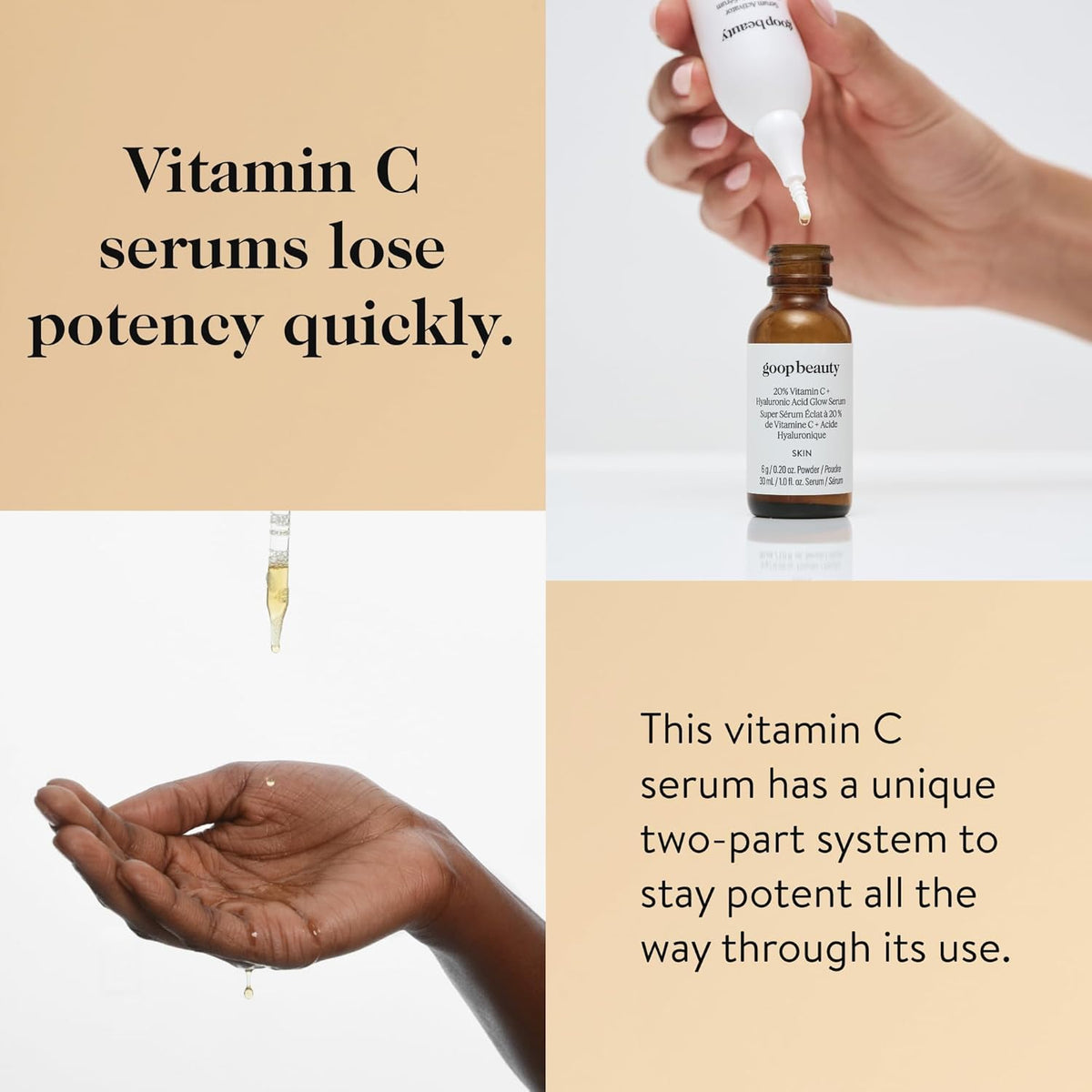goop Beauty 20% Vitamin C + Hyaluronic Acid Serum | Improves Tone, Texture, & Hydration |