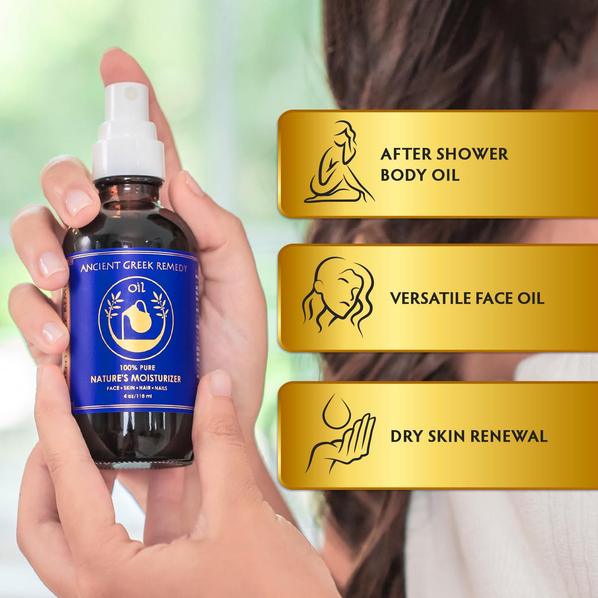 Ancient Greek Remedy After Shower Body Oil for Women - Organic Face Oil & Body Moisturizer for Dry