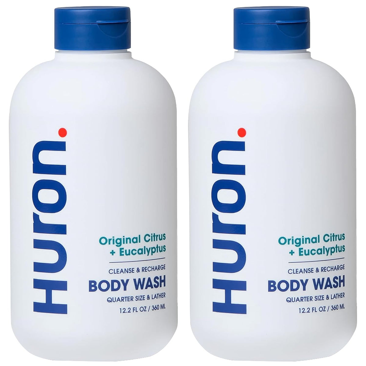 Huron Men's Moisturizing Body Wash - Crisp Citrus, Eucalyptus, Mint & Aromatic Greens Scent, 12.2