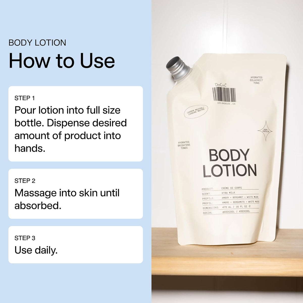 DedCool Body Lotion Refill | Taunt | Lightweight, Deeply Hydrating Formula with Ceramides, Snow