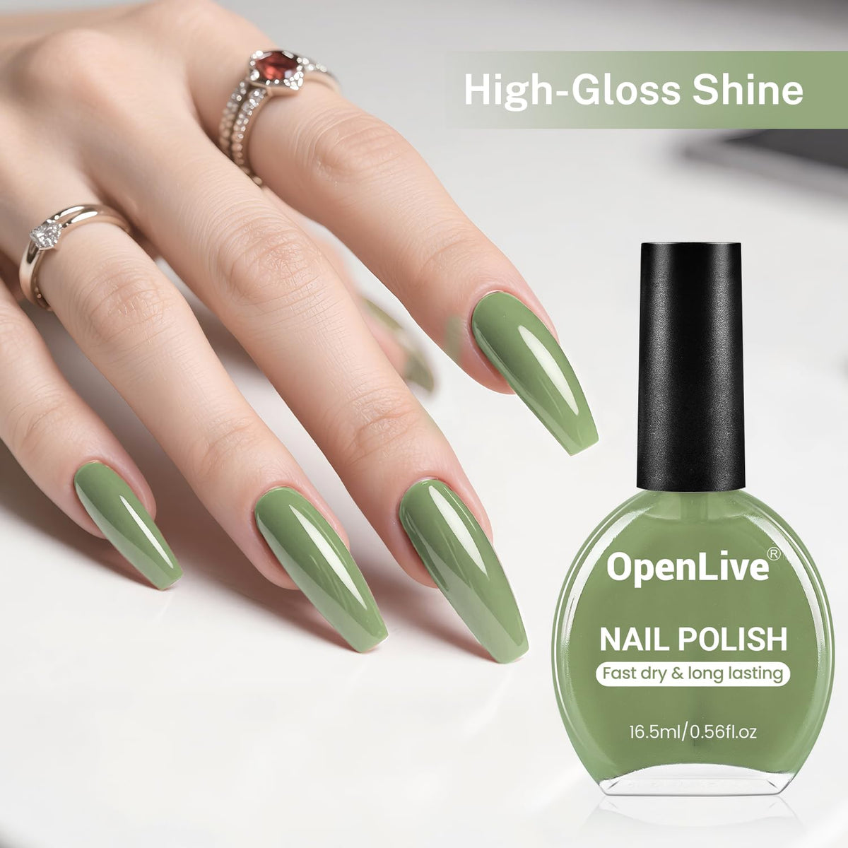 16.5ml Sage Green Nail Polish Large Volume Quick Drying Nail Polish, Fast Drying and Long Lasting