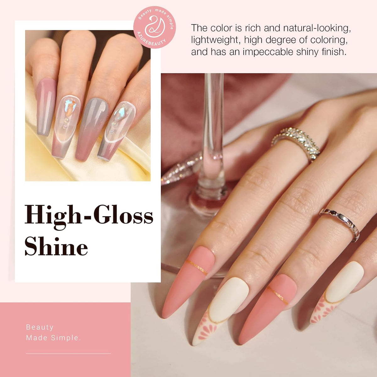 AZUREBEAUTY 31 Pcs Dip Powder Nail Kit 20 Colors Glitter Nude Brown Pink White Gray Dip Powder