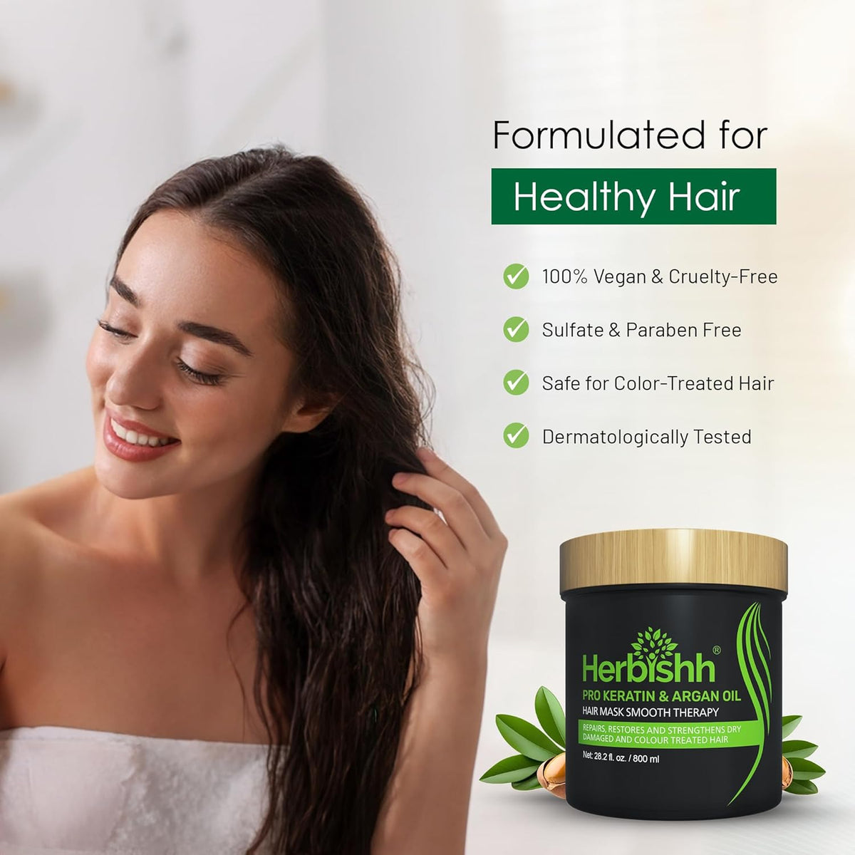 Herbishh Argan Hair Mask-Deep Conditioning & Hydration For Healthier Looking Hair- for very Dry