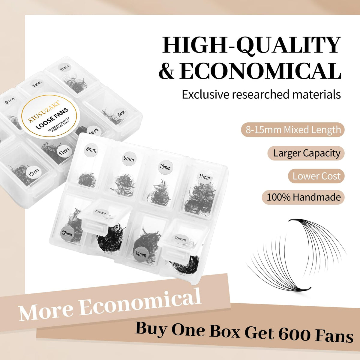 Premade Fans Eyelash Extensions 600 Fans 16D Volume Lash Extensions 0.03 Thickness Soft Fluffy