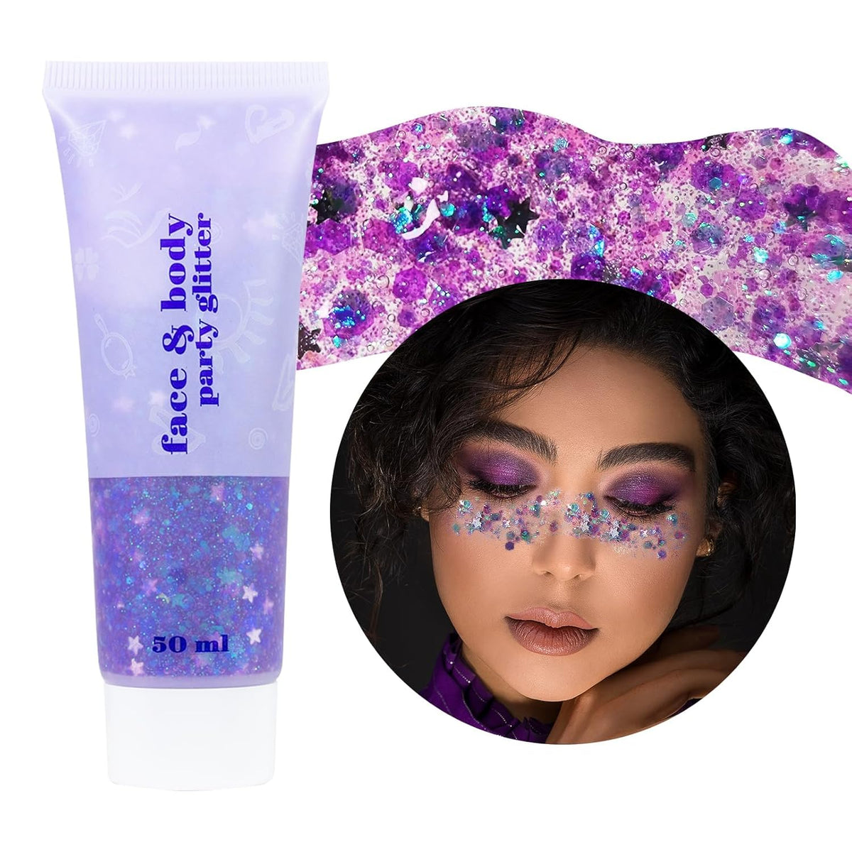 DAGEDA Body Glitter Gel, Face Glitters Body Gel Sequins Shimmer Liquid Eyeshadow, Chunky Glitter