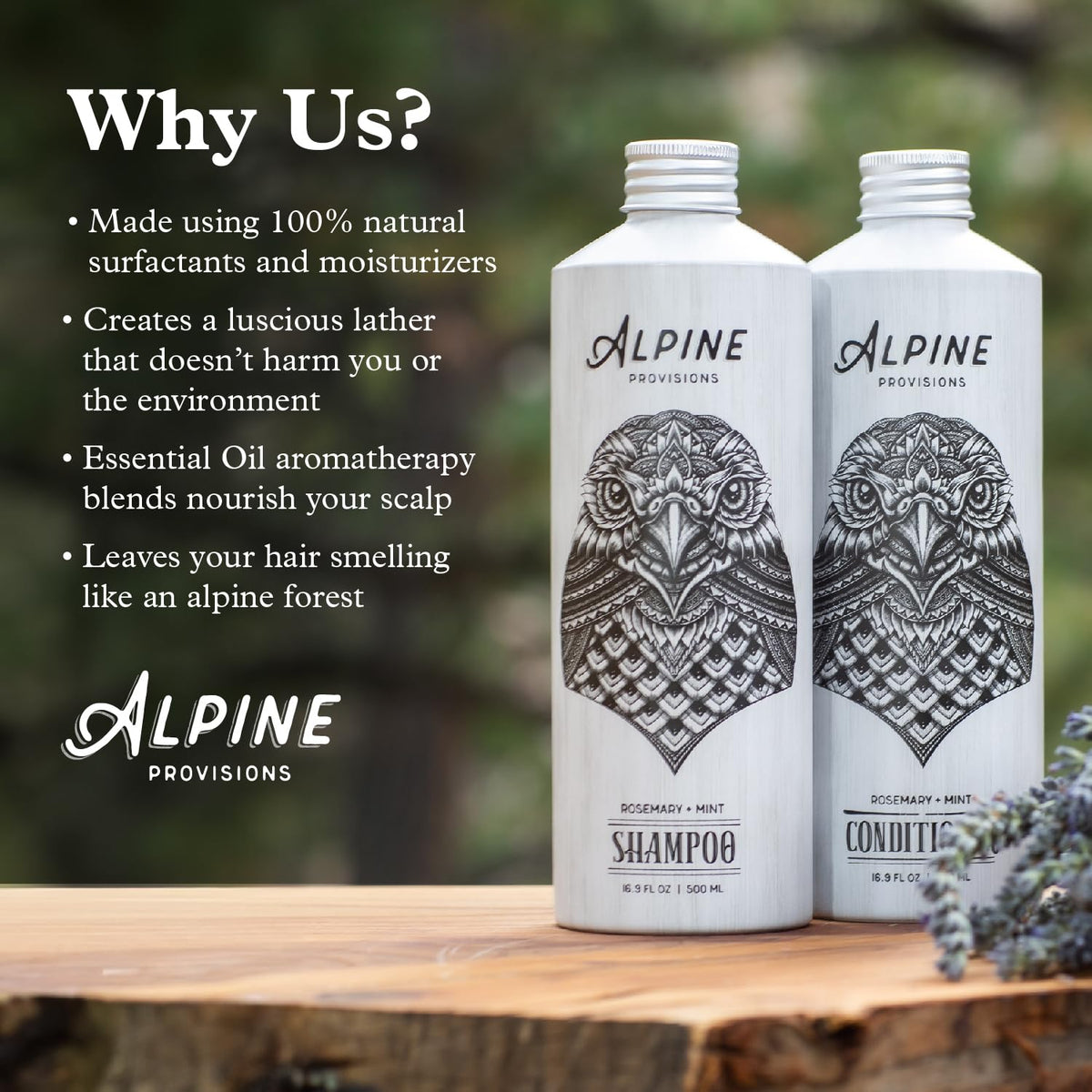 Alpine Provisions Rosemary & Mint Shampoo - Naturally Repair, Cleanse, and Hydrate with Essential