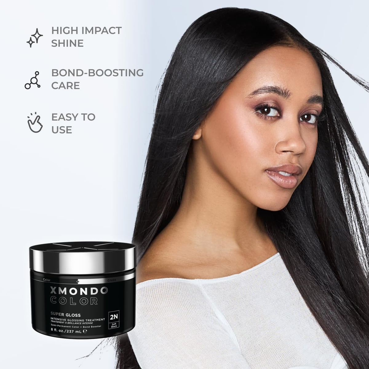 XMONDO Color Soft Black Color Depositing Mask & Semi-Permanent Hair Dye Super Gloss Infused with