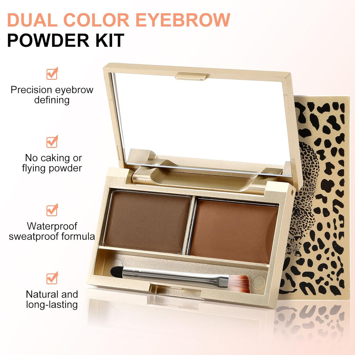 Boobeen Eyebrow Powder Kit, 2-color Waterproof Eyebrow Palette Makeup to Definer & Filler Brows