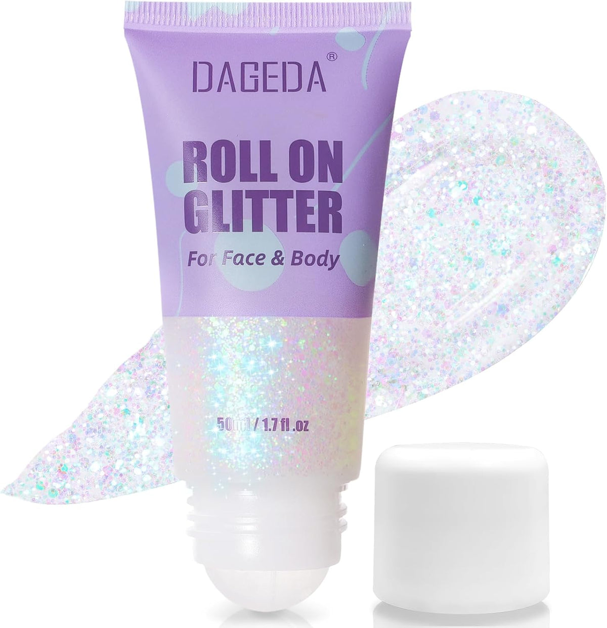DAGEDA Roll-on Body Glitter,Holographic Eye Face Hair Glitter Gel for Festival Outfit Mermaid
