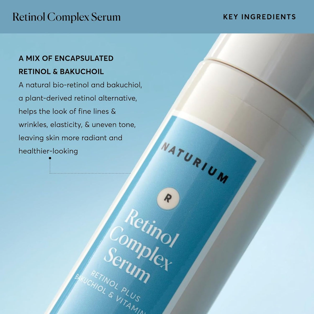 Naturium Retinol Complex Serum, Encapsulated Retinols & Bakuchiol, Refining & Smoothing Facial