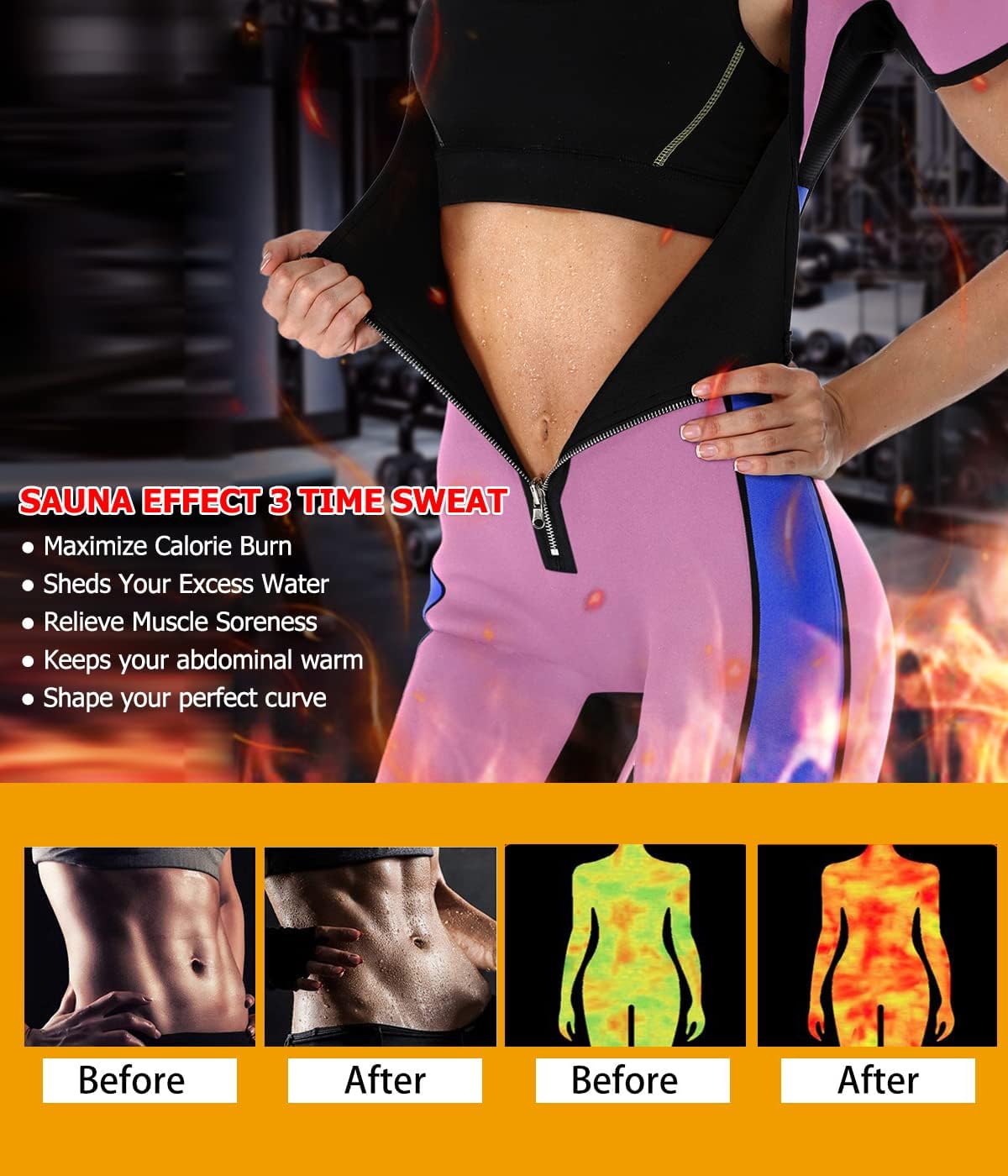 NonEcho Neoprene Sweat Sauna Suit Shaper for Women Slimming Full Body Shapewear Waist Trainer