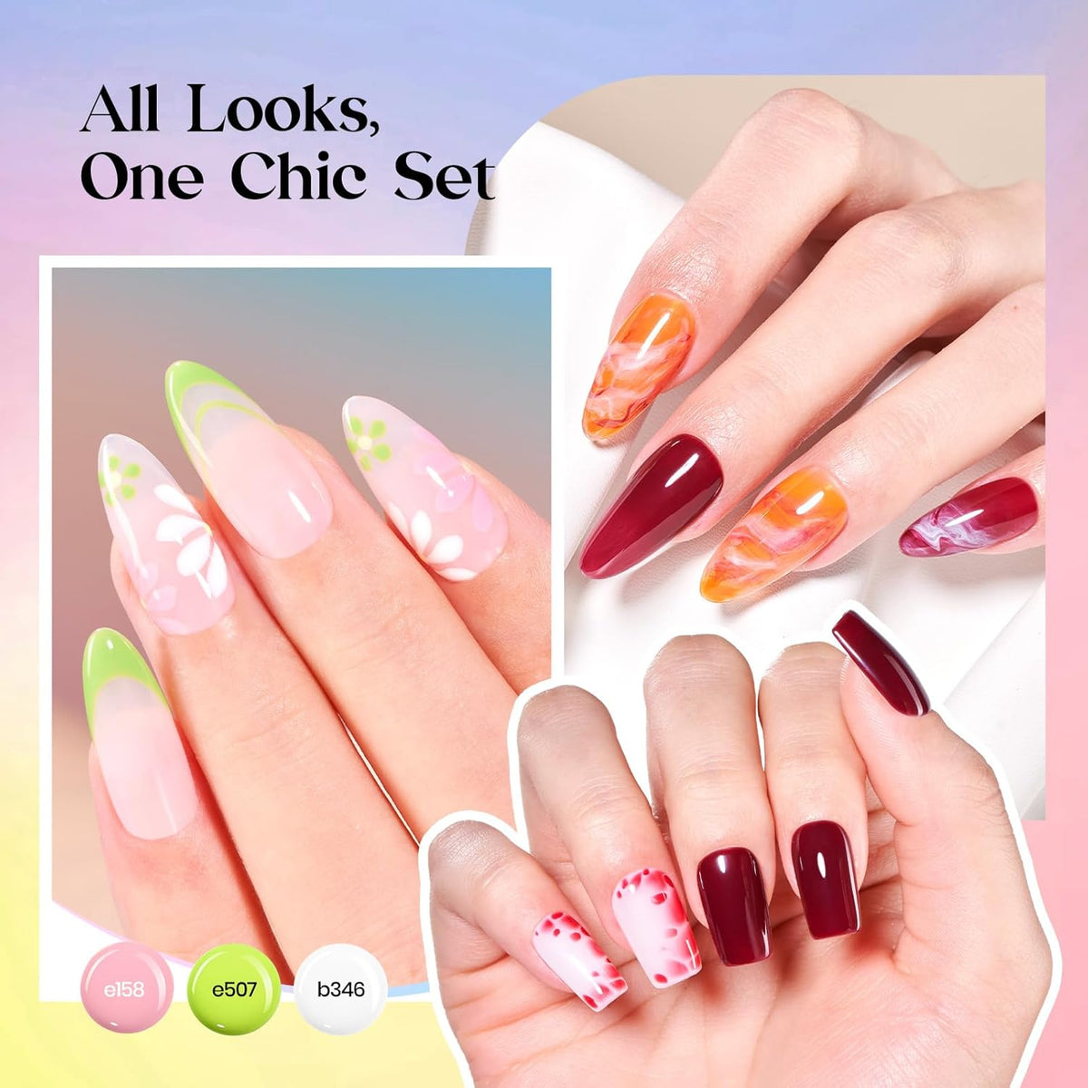 Beetles Gel Nail Polish Set – 36 Color Fall Yellow Brown Pink Red Gel Polish Kit with Base Coat