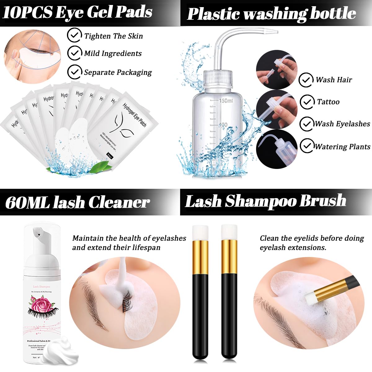 Lash Extension Kit for Beginners Lash Mannequin Head with Replaced Eyelids False Eyelashes Practice