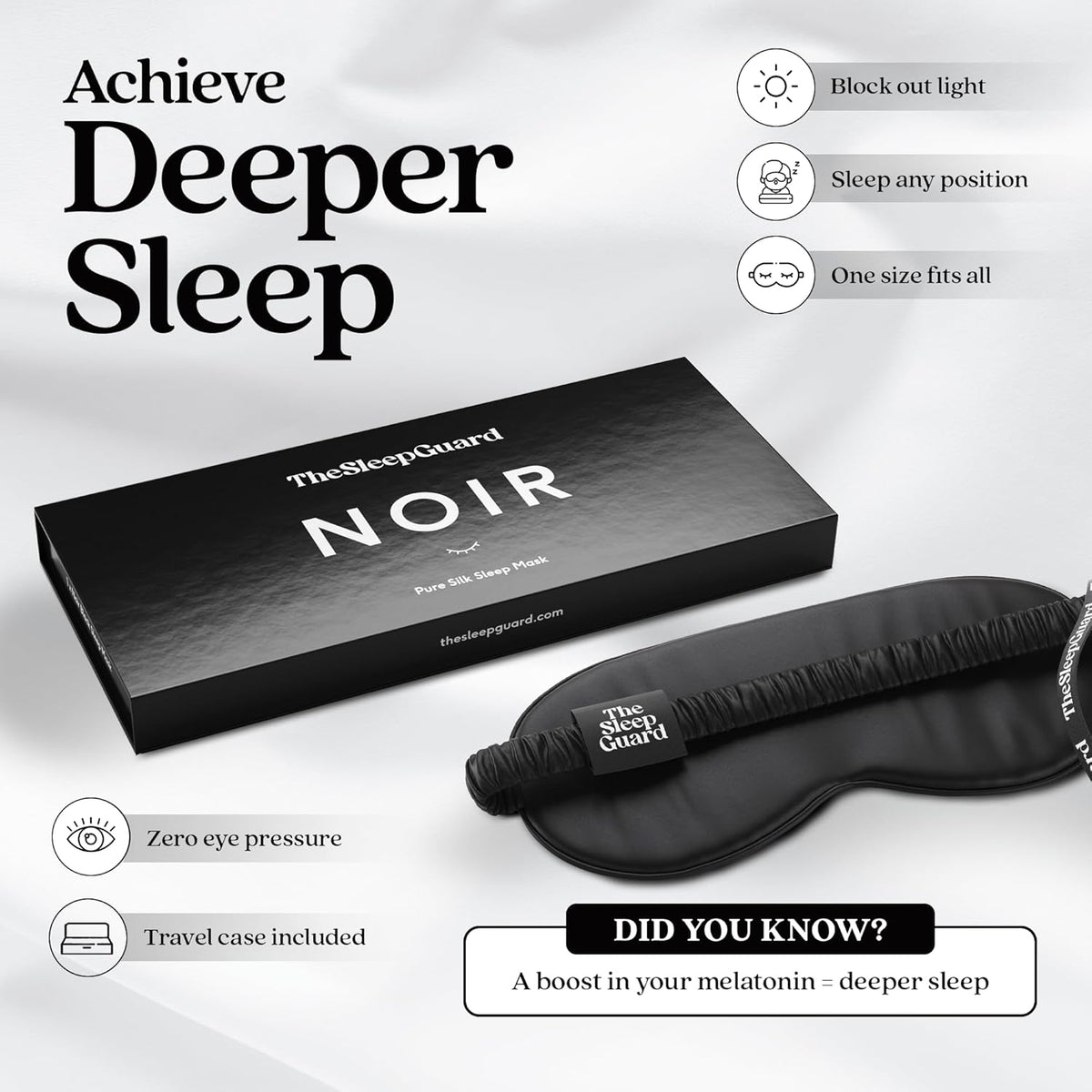 Pure Silk Sleep Mask [100% 6A Mulberry Silk, 22 Momme] Light Blocking Travel Essentials. Eye Masks