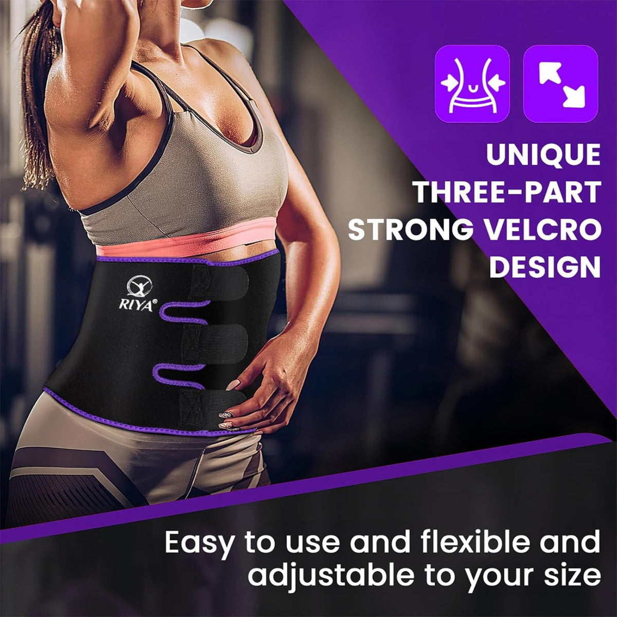RIYA Waist Trimmer Sweat Waist Trainer for Women and Men Waist Sweat Belt Band Belly Stomach Wrap