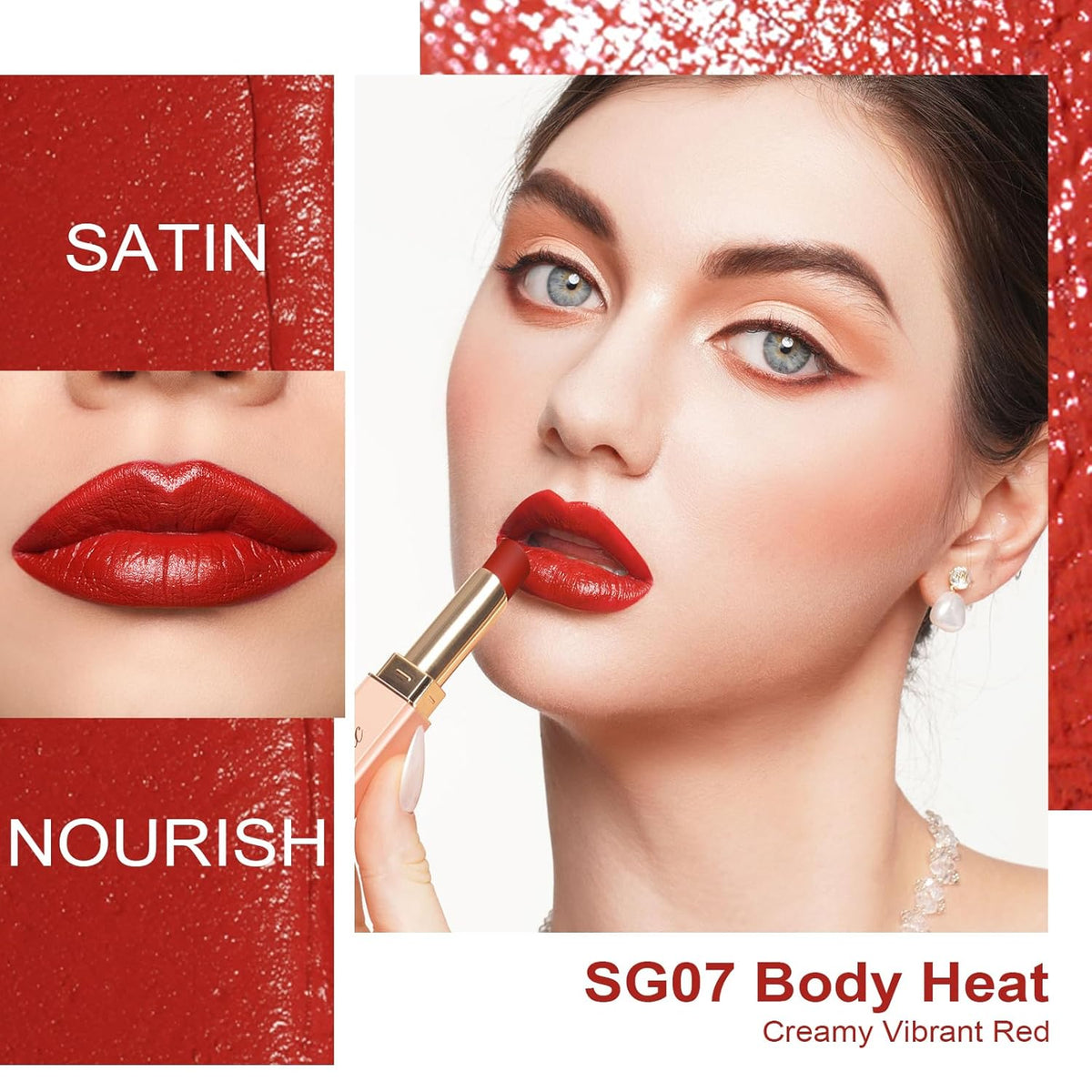 Oulac Red Lipsticks for Women, Deep Red Matte Lipstick, Full Coverage Lip Color, Satin Matte