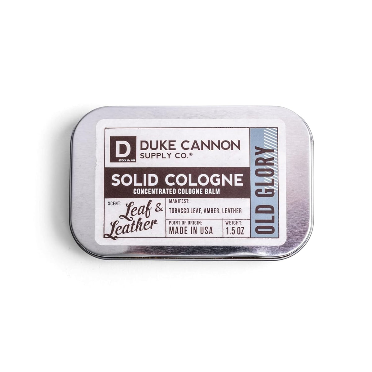 Duke Cannon Solid Cologne - Old Glory Premium Concentrated Cologne Balm, Fresh Tobacco, Amber, and