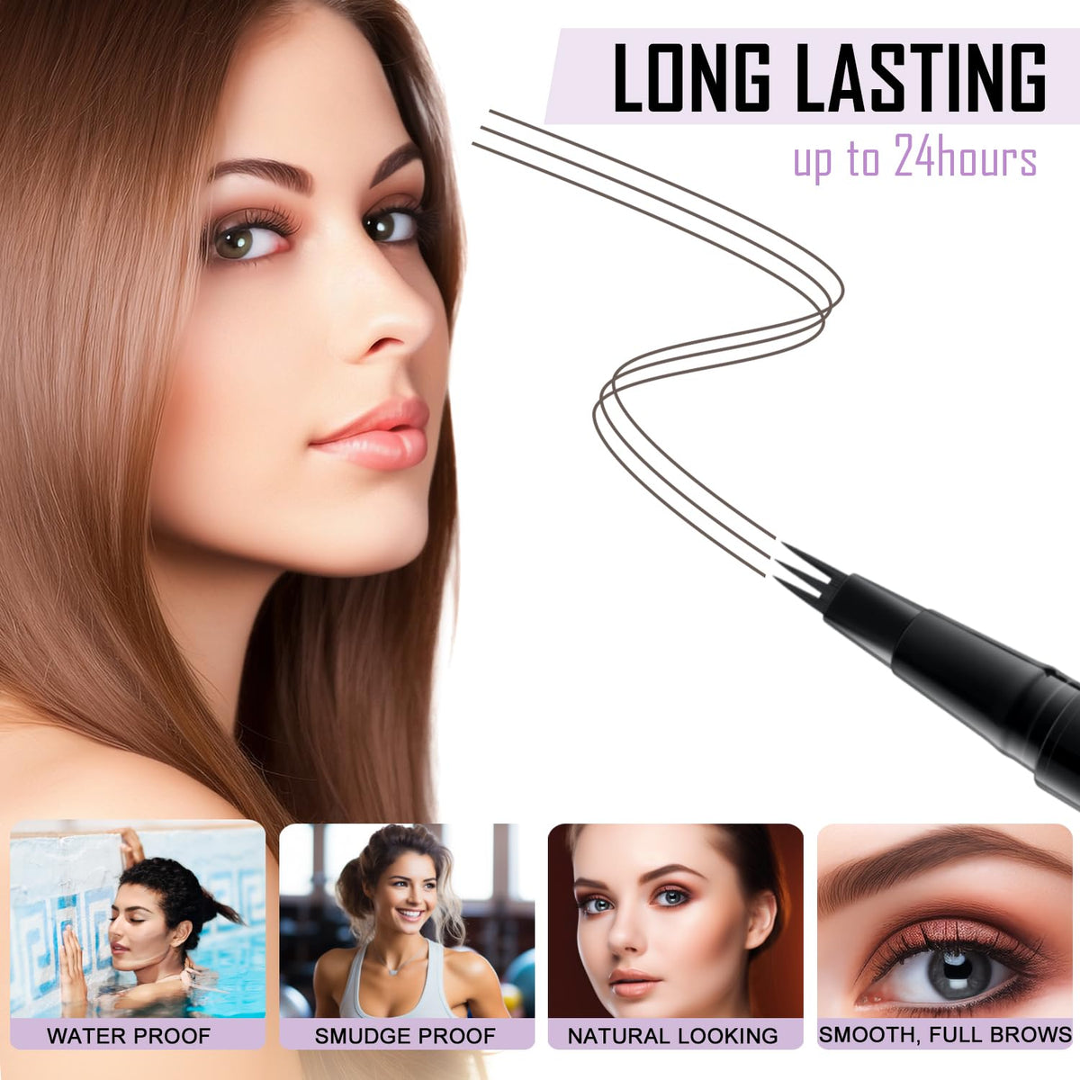 LAVONE Eyebrow Pencil, 2-In-1 Waterproof Eyebrow Pen, with 3 Tip Microblading Eyebrow Pen and