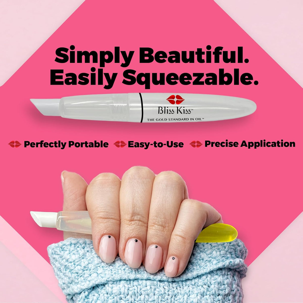 Bliss Kiss Refillable Cuticle Oil Pen for Nails - Empty 8 ml Squeeze Nail Oil Pen with brush