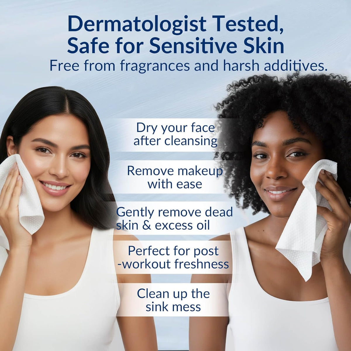 XL Disposable Face Towels, 100% Biodegradable, Non-Toxic, Unscented Thick Face Towelettes for