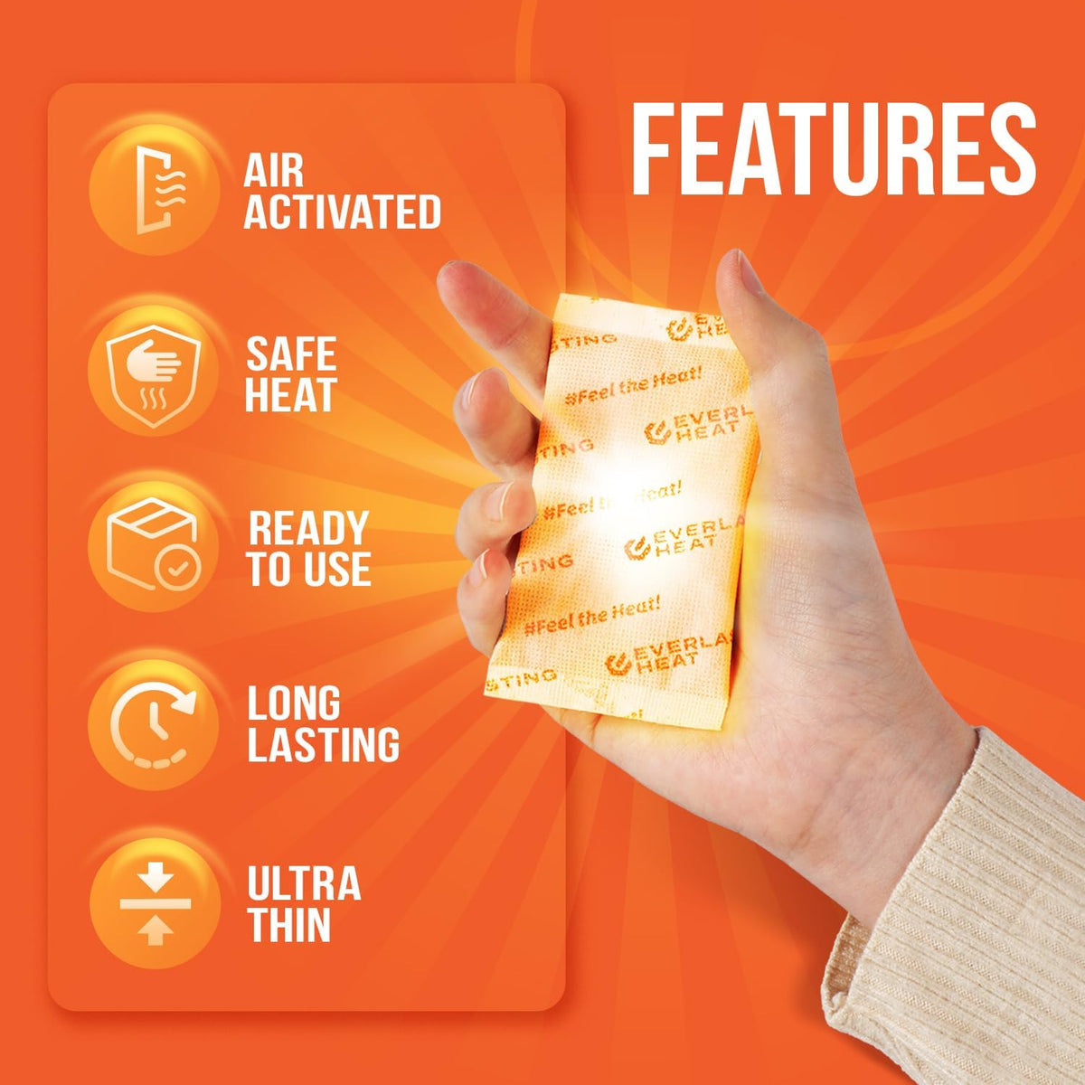 Hand Warmers 40 Pairs (80 Warmers) - Up to 10 Hours of Long Lasting Warmth and Hot Hands - Easy Air