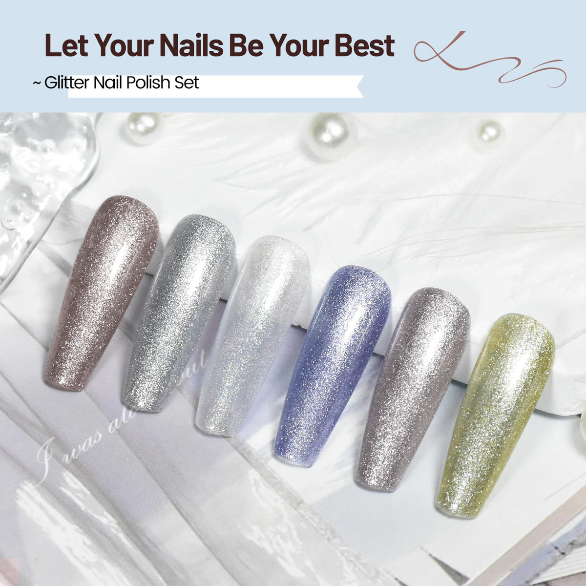 10ml Glitter Nail Polish Set 6 Colors Glitter Effect All Seasons Neutral Color Quick Dry Nail