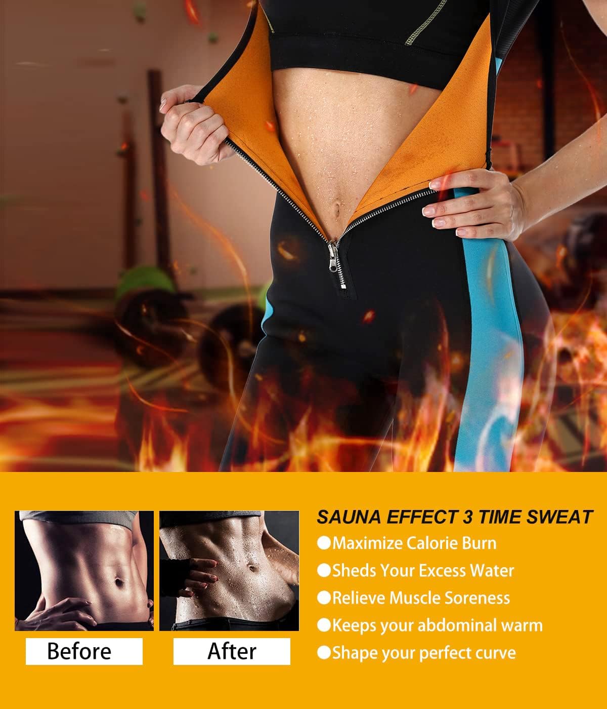 NonEcho Neoprene Sweat Sauna Suit Shaper for Women Slimming Full Body Shapewear Waist Trainer
