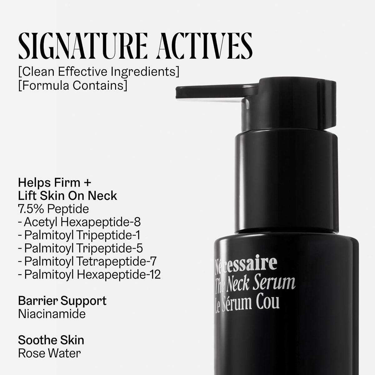 Nécessaire The Neck Serum. Fragrance-Free. 5 Peptides for Tech + Aged Neck. Skin Feels Firm, Looks