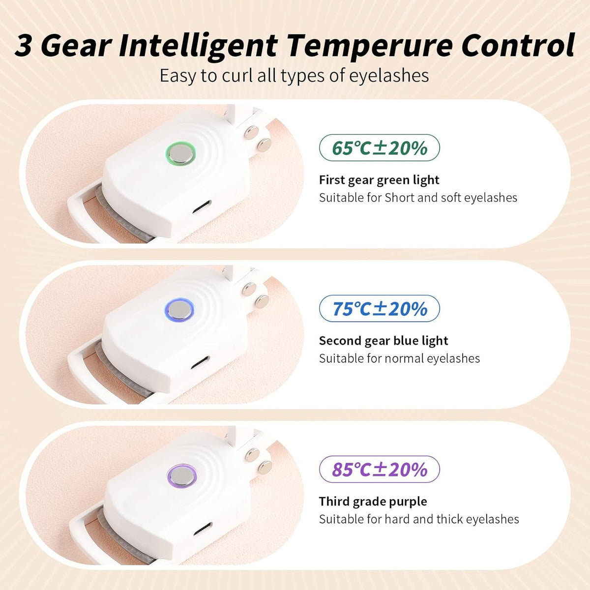 docolor Heated Eyelash Curler Fast Heat up Within 10s, 24 Hours Long Lasting Electric Eyelash