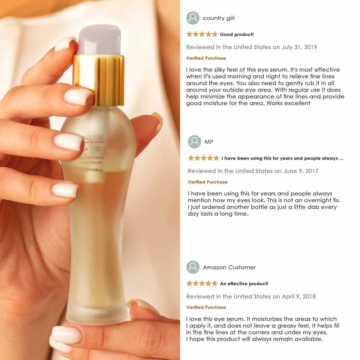 Premier Dead Sea Classic Eye Serum, Hypoallergenic, Age defying, Helps minimize wrinkles, Dark