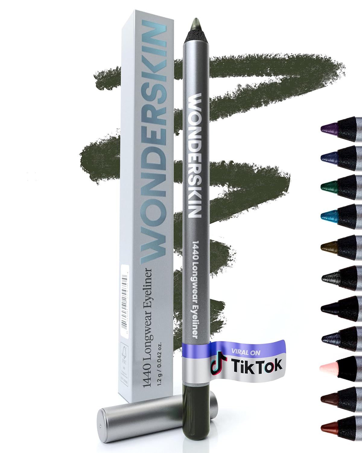 Wonderskin Eyeliner Pencil, 1440 Longwear Green Eyeliner Pencil - Waterproof, Sharpenable & Smudge