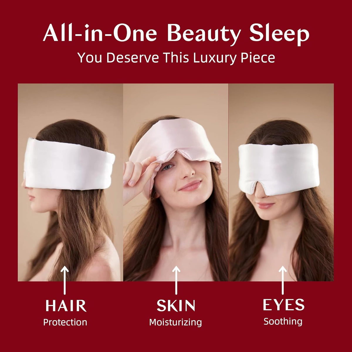 Silk Sleep Mask for Women and Men, Side Sleeper, 22 Momme Pure Mulberry Silk Total Blackout 100%
