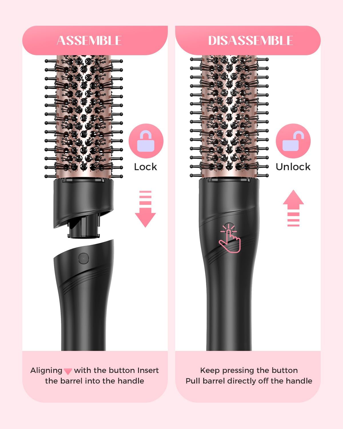 5 in 1 Wand Curling Iron Set, Hair Styling Tools with Thermal Brush and 4 Interchangeable Ceramic
