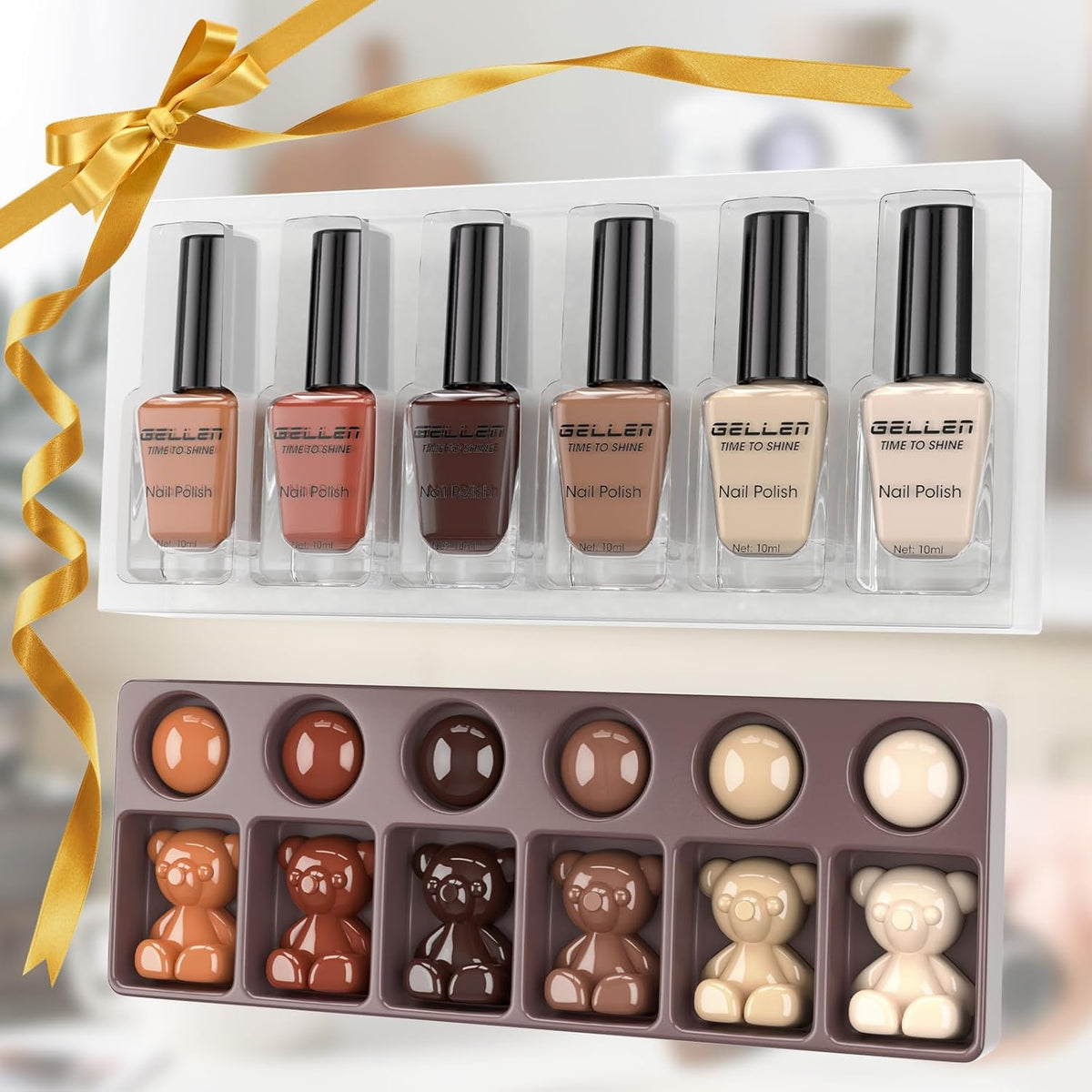 GELLEN Chocolate Brown Nail Polish Set, Fall Winter Brown Regular Nail Polish Quick Air Dry 6
