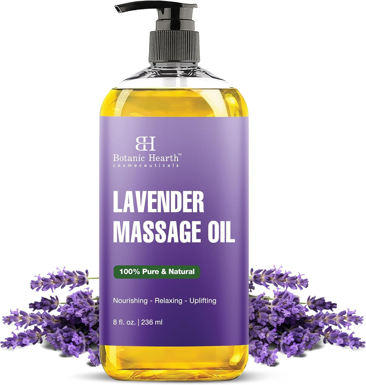 Lavender Massage Oil with Pure Lavender Oil (8 Fl Oz) Skin Tightening Massage Oil for Massage
